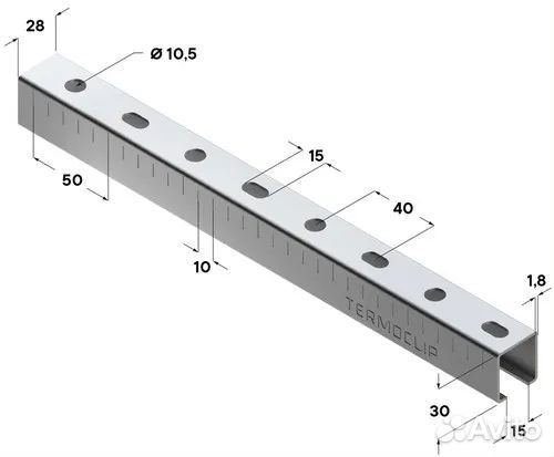 Профиль С-обр.28х30х1,8 мм, L3000 мм,S/L termoclip