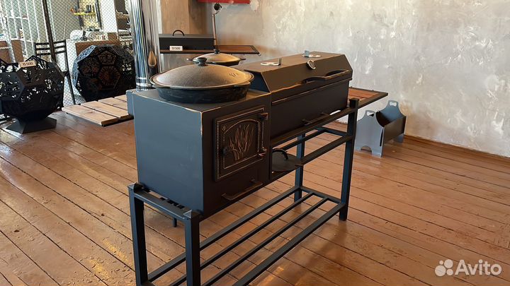Мангал с печью под казан