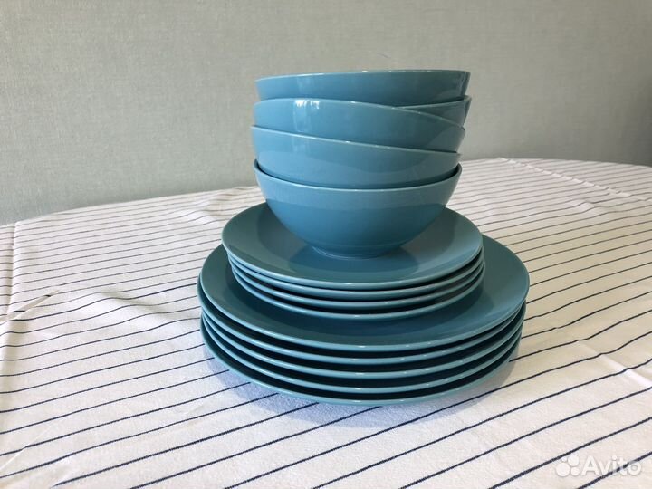 Сервиз тарелки икеа фэргрик IKEA fargrik синий