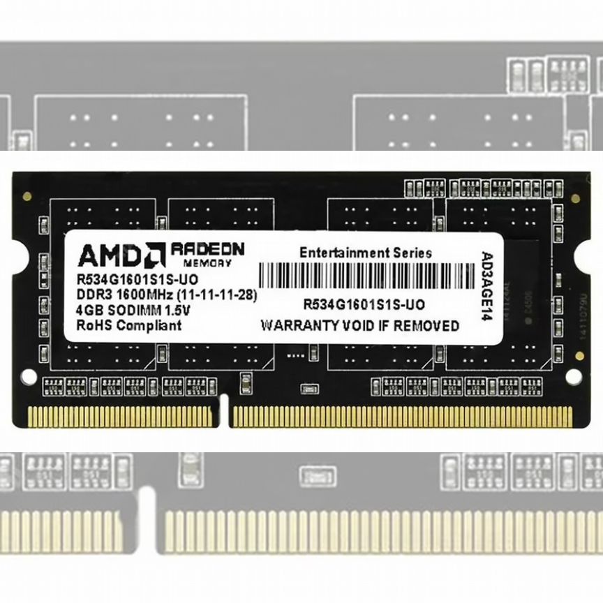 [R534G1601S1S-UO] Оперативная Память Amd Radeon 4gb R534g1601s1s-Uo