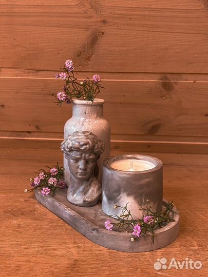 Декор из гипса, ваза, соевая свеча, Давид