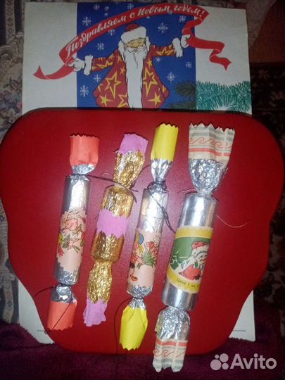 Елочная винтажная игрушка конфета