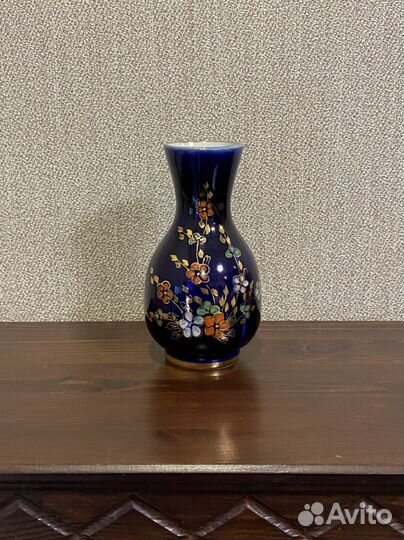Ваза СССР для цветов кобальт позолота