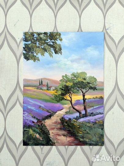 Картина маслом Лаванда, Тоскана, 25 на 35 см