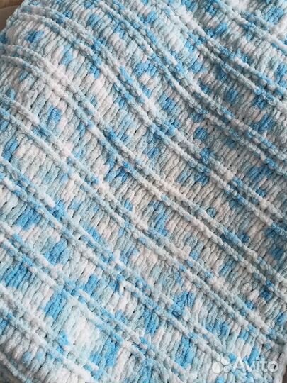 Плед ручной работы из ализе пуффи 100х100