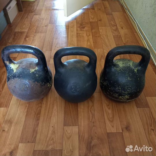 Гиря 24 кг 2 шт,16 кг 1 шт