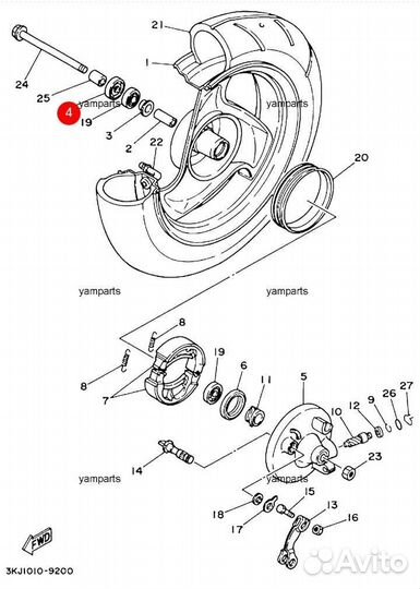Оригинальный сальник колеса Yamaha Jog PW 50