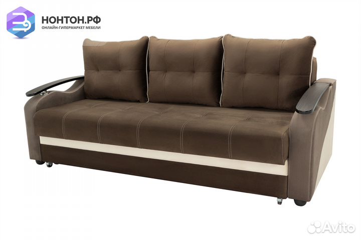 Диван еврокнижка Венеция коричневый / бежевый