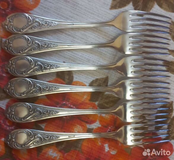 Набор мельхиоровых столовых приборов зид Фаберже