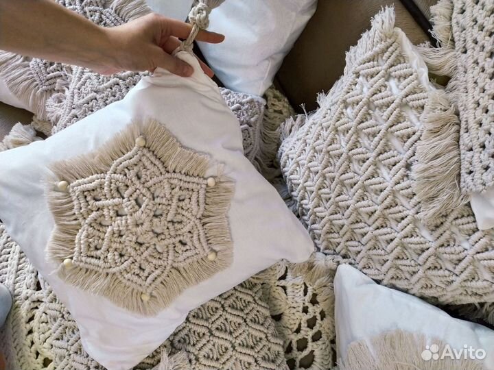 Декоративные подушки наволочки макраме