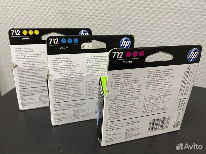 Картриджи HP 712 цветные и черные (в наличии)
