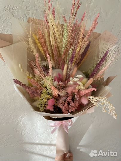 Букет из стабилизированных цветов, сухие цветы