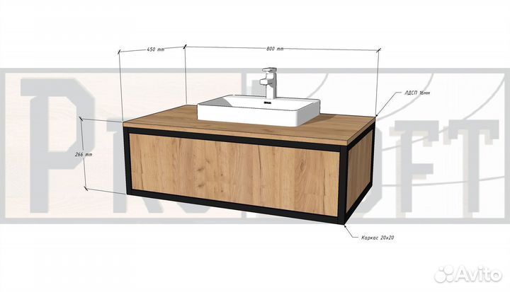 Тумба под раковину лофт