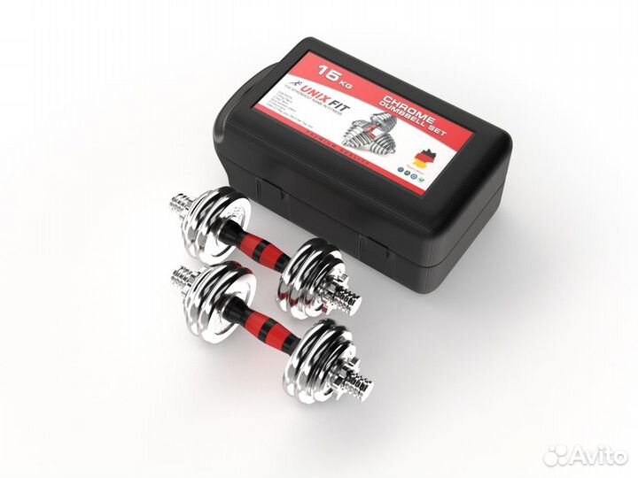 Набор гантелей unixfit в кейсе 15kg