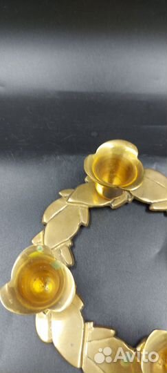 Антикварный новогодний подсвечник бронза