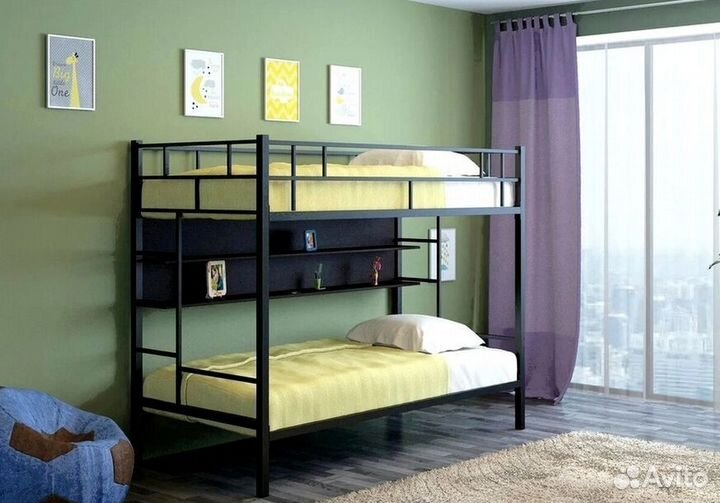 Двухъярусная кровать манеж с высокими бортиками