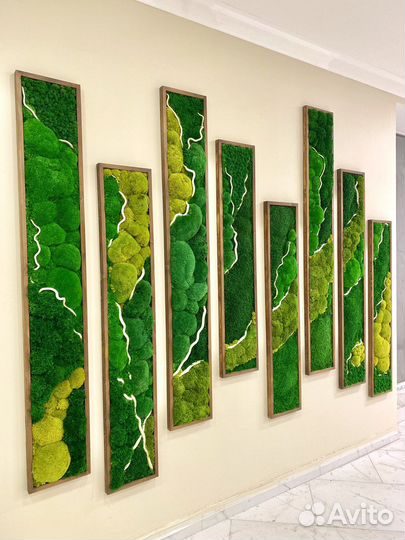 Мох. Фитостена. Озеленение. Декор ресторана