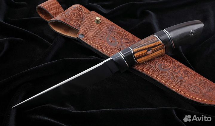 Нож Ирбис-2 S390 рукоять карбон железное дерево че