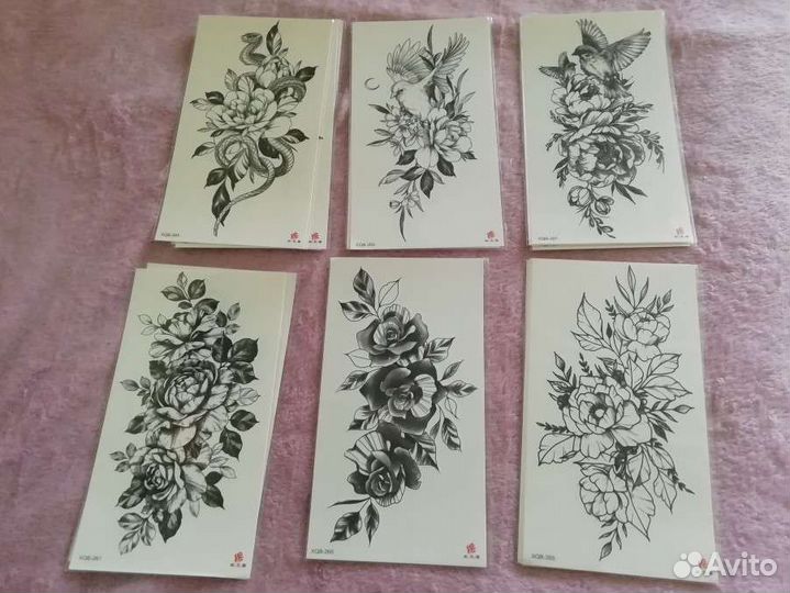 Флеш тату наклейки, временные переводные тату