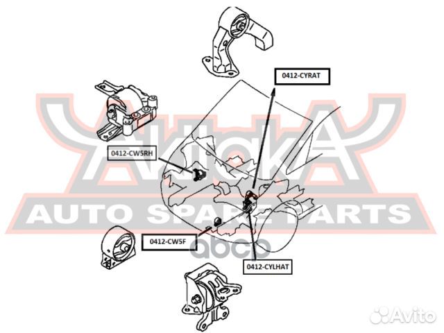 Подушка двигателя зад прав/лев 0412-cyrat asva
