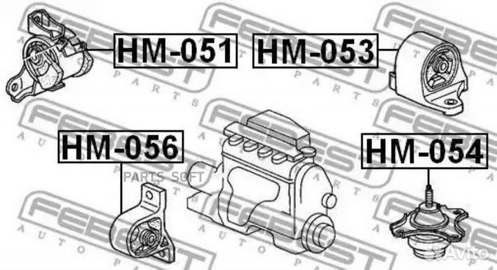 Febest HM-053 подушка двигателя задняя AT (honda c