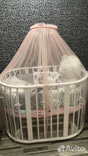 Детская кроватка трансформер круглая