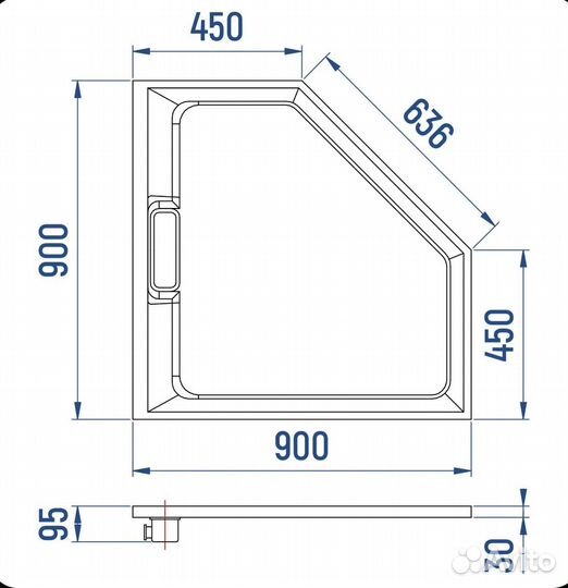Душевой поддон 90х90