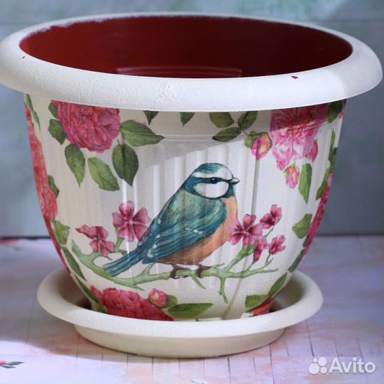 Горшок для цветов. Декупаж