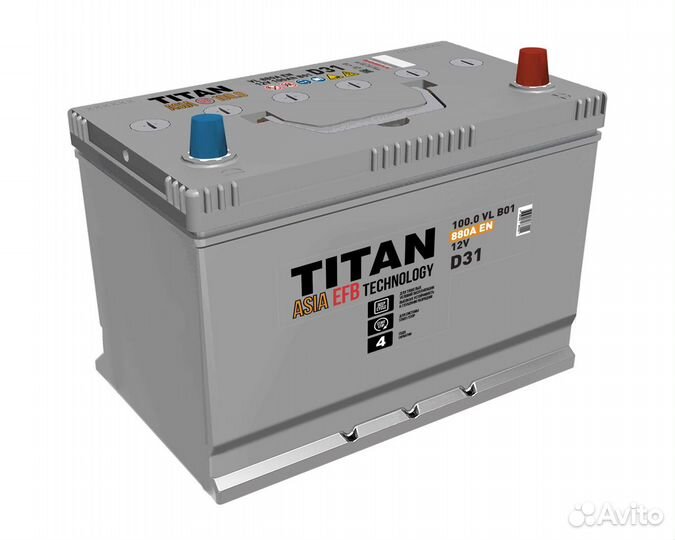 Мощный Акб 100Ач Titan Asia Efb для дизеля