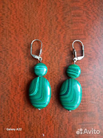 Малахитовые серьги