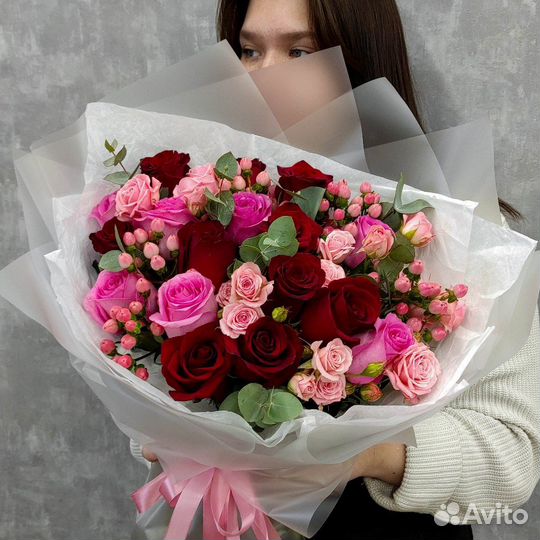 Яркий букет роз №603