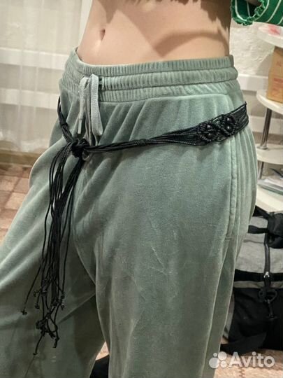 Ремень плетеный текстилильный с бусинами винтажный