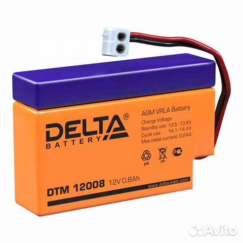 Аккумулятор свинцово-кислотный 12V 0,8Ah Delta DT