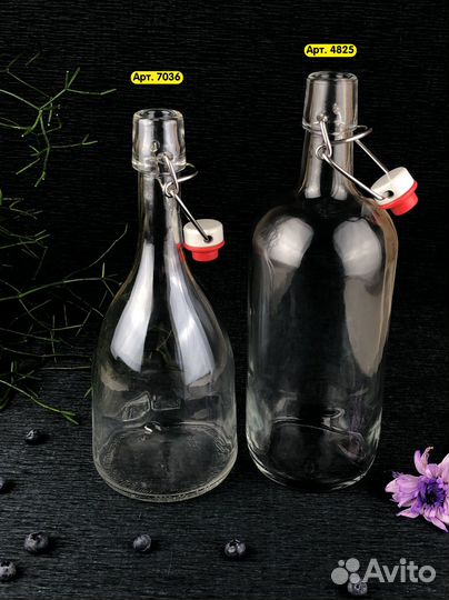 Стеклянная бутылка с бугельным замком 0.7л и 1л