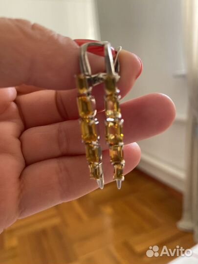 Серьги серебро с цитрином