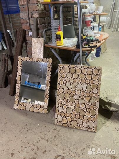 Панно, зеркало, вешалки, таблички из можжевельника