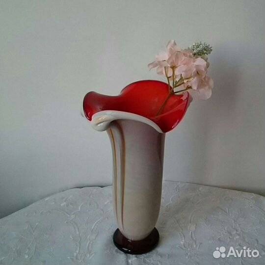 Винтаж Цв /стекло Вазы Красный май Неман Стрыйск