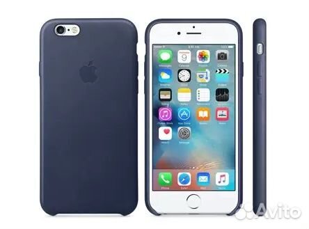 Оригинал Кожа Leather Case iPhone 6s (тёмно-синий)