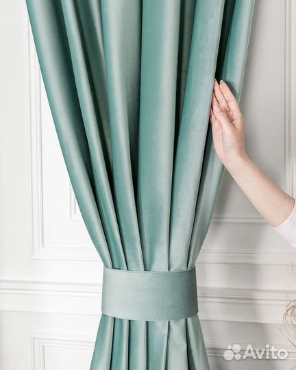 Шторы бархат Беллиссимо аквамарин новые пошив