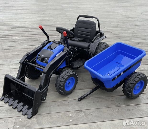 Электромобиль трактор погрузчик с ковшом и пультом