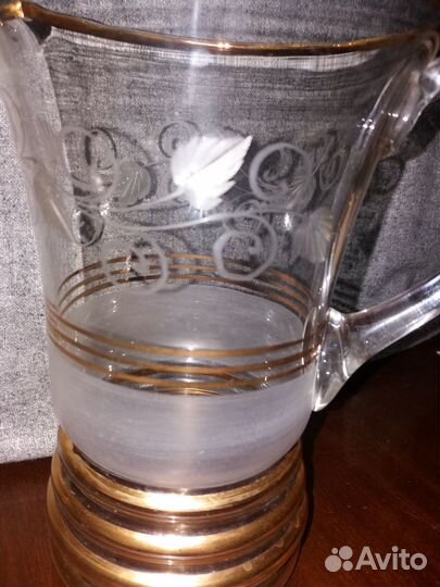 Набор кувшин и шесть стаканов - богемское стекло