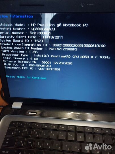 Ноутбук hp pavilion g6