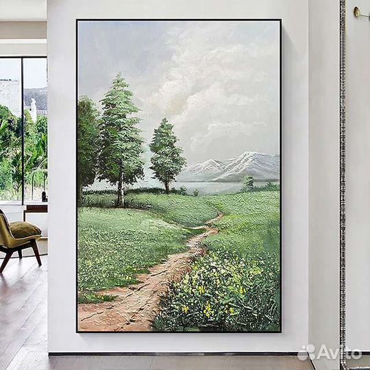 Большая картина маслом в интерьер Тропинка