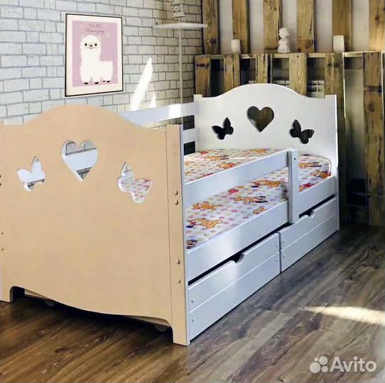 Кроватка из массива от 2х лет сингл высокий борт