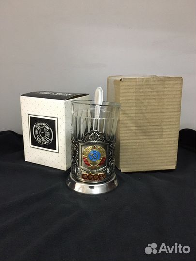 Подстаканник эмаль СССР 4 в 1 со стаканом