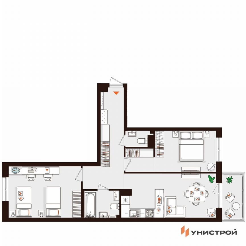 2-к. квартира, 70,8 м², 4/5 эт.