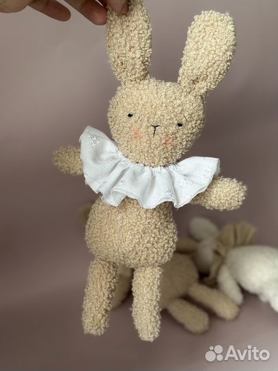 Мягкая игрушка зайчик букле ручной работы