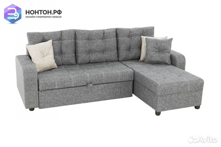 Диван угловой дельфин Ливерпуль рогожка серая