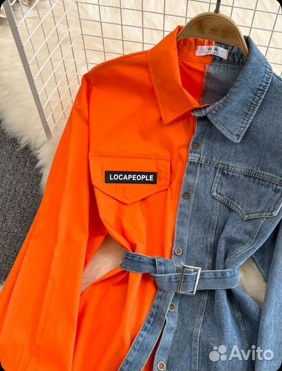 Рубашка комбинированная джинсовая женская 46-48