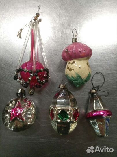 Елочные игрушки СССР. Стекло, Вата, стеклярус